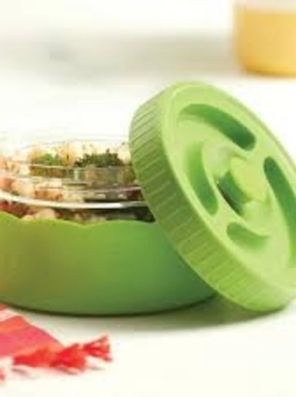 Princess House Green Silicone-Base Glass Food Storage Jar